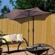 Half round 9' patio umbrella in stylish color, providing sun protection for outdoor furniture in summer settings.