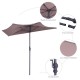 9' half round patio umbrella in brown with a sturdy steel pole, crank system, and UV protective fabric for outdoor.