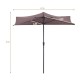 Half round 9' patio umbrella in brown with steel pole, designed for sun protection in outdoor spaces.