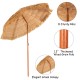 6.5 feet portable thatched tiki beach umbrella with adjustable tilt and sturdy wood grain pole for outdoor relaxation.