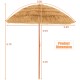 Dimensions of the 6.5 feet portable thatched tiki beach umbrella with adjustable tilt for easy outdoor setup and.
