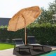 Thatched tiki beach umbrella with adjustable tilt, 6.5 feet, ideal for poolside and backyard relaxation.