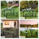 Green picnic table bench set with sturdy metal frame, ideal for outdoor camping in backyard, garden, or patio.