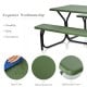 Green picnic table bench set made of HDPE with wood grain finish, perfect for outdoor camping and easy to clean.