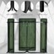 Green picnic table bench set featuring a stable I-shaped frame and protective foot pads, ideal for outdoor camping.