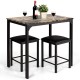 Stylish kitchen counter height table set with faux marble top and black legs, ideal for cozy dining in small spaces.