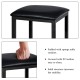 Black stool with padded sponge cushion covered in PU leather, designed for comfort and stability in small spaces.