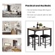 3-piece kitchen counter height set featuring a faux marble table and 2 black stools, perfect for small spaces.