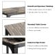 Faux marble tabletop of a kitchen counter height table set with black iron frame, ideal for small spaces and dining.