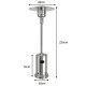 Stainless steel garden propane heater with wheels, 220cm tall, ideal for warming patios and decks during outdoor.