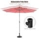 Patio resin umbrella base with wicker style, adjustable knob, fits 1.5"/1.9" poles, ideal for outdoor use.
