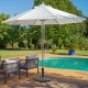 Patio resin umbrella base with wicker style, 22 lbs, designed for stability and compatibility with 1.5" or 1.9".
