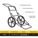 Folding deer game cart with 17" wheels, sturdy steel frame, and heavy-duty rubber tire for transporting up to 500 lbs.