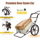 Larger Capacity Folding Deer Game Cart with 17" wheels and heavy-duty steel frame, ideal for transporting game.