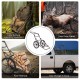 Folding deer game cart with large 17" wheels, heavy-duty steel frame, ideal for hauling game or firewood.