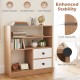 Open storage cabinet featuring 3 compartments and 2 fabric drawers, designed for stability and easy organization.
