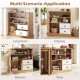 Open storage cabinet with 3 compartments and 2 drawers in natural finish, ideal for living room, entryway, or study use.