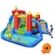 Inflatable bounce house splash pool with water slide, featuring multiple play areas for kids aged 3 to 10 years.