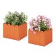 Square orange planter boxes with drainage gaps, perfect for flowers and vegetables in your garden or balcony.