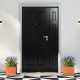Square orange planter boxes with drainage gaps, perfect for flowers or vegetables, enhancing your front porch garden.