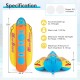 3-person inflatable banana boat with EVA-padded seats, designed for safety and easy towing, perfect for water sports.