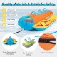 Inflatable banana boat for three with EVA-padded seats, durable nylon surface, and convenient zipper for easy storage.