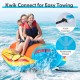 Three-person inflatable banana boat with EVA-padded seats, handles, and kwik connect feature for easy towing on water.