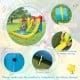 Outdoor inflatable bounce house with water slide, bright colors, and mesh walls for safety, ideal for gardens and parks.