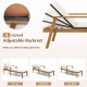 Outdoor chaise lounge chair with 4-level adjustable backrest, solid acacia wood frame, ideal for poolside relaxation.