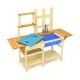 Kid's outdoor wooden pretend cook kitchen playset showing open shelves and sturdy fir wood, perfect for outdoor.