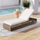 Adjustable PE rattan outdoor chaise lounge chair in white, perfect for poolside relaxation and sunbathing.