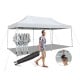 Pop-up patio canopy tent in white, featuring a heavy-duty metal frame and easy one-button setup for outdoor events.