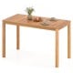 Outdoor acacia wood dining table with slatted tabletop, accommodating 4-6 people, ideal for patio or garden use.
