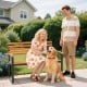 Outdoor acacia wood patio loveseat with backrest and armrests, perfect for relaxing in the garden or backyard.