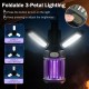 Foldable 3-petal camping lantern and bug zapper with USB-C charging, IPX6 waterproof, for outdoor use.