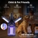 Outdoor bug zapper with foldable lantern design, USB-C rechargeable, child- and pet-friendly, for camping and outdoor.
