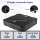 Square fillable umbrella base with 2 inlets and 2 outlets, holds up to 285 lbs, designed for outdoor cantilever.