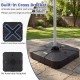Square outdoor cantilever umbrella base, 34 inches, water and sand fillable, with wheels for easy mobility and no.