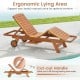 Outdoor chaise lounge chair with wheels, solid wood, 4-position adjustable backrest, ideal for poolside relaxation.