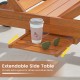 Extendable side table of the outdoor chaise lounge chair, perfect for drinks and items, enhancing patio relaxation.