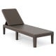 Brown outdoor chaise lounger chair with waterproof rattan textured PP surface, adjustable backrest, and 330 lbs.