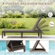 Outdoor chaise lounger chair with adjustable backrest, waterproof rattan texture, perfect for sunbathing by the pool.