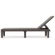 Side view of the brown outdoor chaise lounger chair with adjustable backrest and waterproof rattan textured PP surface.