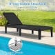 Black outdoor chaise lounger chair with waterproof rattan textured surface, adjustable backrest, supports 330 lbs.