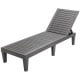 Grey outdoor chaise lounge chair with adjustable backrest, sturdy construction, perfect for patio or poolside.