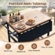 Spacious 34" x 20" wood-like tabletop on the outdoor dining cart with BBQ grill, featuring heat-resistant design.