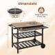 Outdoor dining cart with BBQ grill, featuring a foldable side panel, dual cooking surfaces, and anti-slip wheels for.