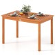 Wooden outdoor dining table for 4-6 people, 48 inches, featuring a slatted top and rustic charm for patio use.