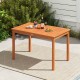 Rectangular outdoor dining table for 4-6 people, 48 inches, made of wood with a slatted top, perfect for patio use.