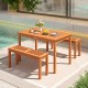 Wooden outdoor dining table for 4-6 people, 48 inches, featuring a slatted top, perfect for patio or backyard use.
